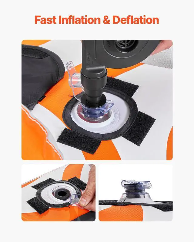 Alt view image 4 of 7 - Towable Tubes for Boating 2 Person, Inflatable Boat Tubes and Towables with 2 Cockpits, 340lbs Water Sport Tubes for Boat to Pull - with 840D Full Nylon Cover, Padded Grab Handles & Safety Valve