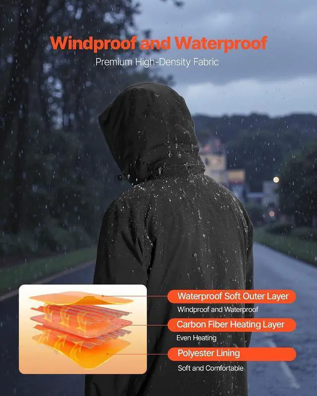 Alt view image 5 of 7 - Heated Jacket with 7.4V Battery Pack, Windproof and Waterproof Lightweight Heating Coat