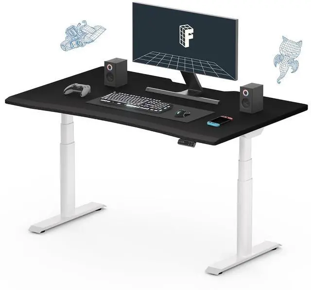 Main image of Z8 Luxe Oval Leg Gaming Standing Desk 55x28 in Electric Adjustable Height for FPS Games Computer Desk for Home Office Gamer with Dual Motors USB Ports Whole Piece(White Frame + Black Top)