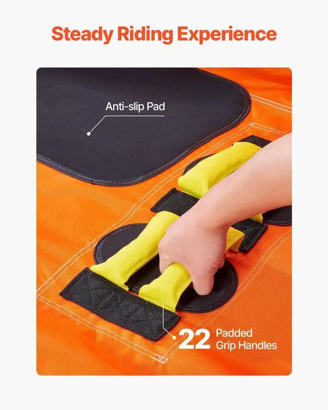 Alt view image 5 of 7 - Towable Tube for Boating, 1-3 Riders Inflatable Boat Tubes and Towables, 510lbs Water Sport Towable Tube for Boat to Pull - with Full Nylon Cover, 16 Grab Handles, Dual Tow Points & Safety Valve