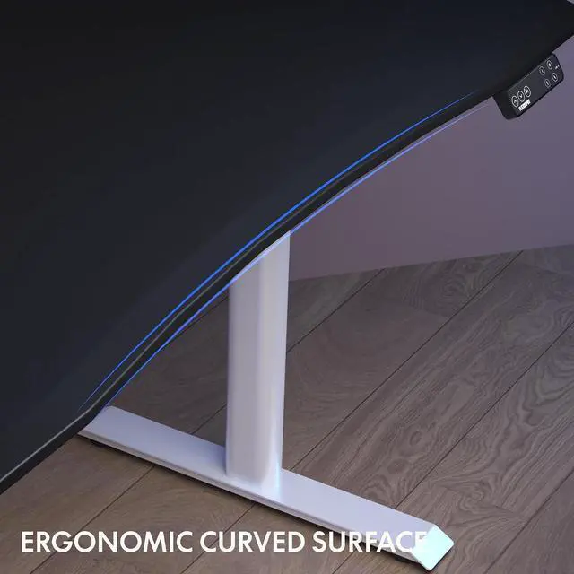 Alt view image 6 of 7 - Z8 Luxe Oval Leg Gaming Standing Desk 55x28 in Electric Adjustable Height for MOBA Games Computer Desk for Home Office Gamer with Dual Motors USB Ports Whole Piece (White Frame + Black Top)