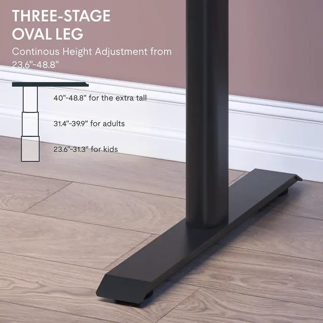 Alt view image 5 of 7 - Z8 Luxe Oval Leg Gaming Standing Desk 60x27 in Electric Adjustable Height for FPS Games Computer Desk for Home Office Gamer with Dual Motors USB Ports Whole Piece (Black Frame + Black Top)