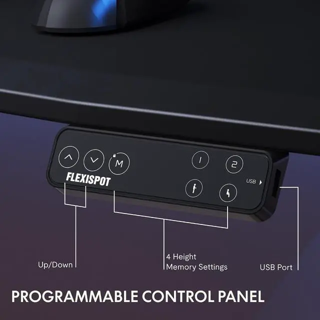Alt view image 4 of 7 - Z8 Luxe Oval Leg Gaming Standing Desk 60x27 in Electric Adjustable Height for FPS Games Computer Desk for Home Office Gamer with Dual Motors USB Ports Whole Piece (Black Frame + Black Top)