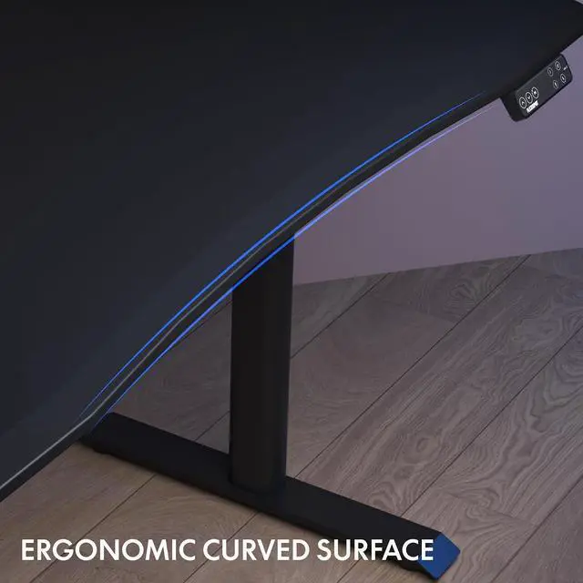 Alt view image 6 of 7 - Z8 Luxe Oval Leg Gaming Standing Desk 60x27 in Electric Adjustable Height for FPS Games Computer Desk for Home Office Gamer with Dual Motors USB Ports Whole Piece (Black Frame + Black Top)