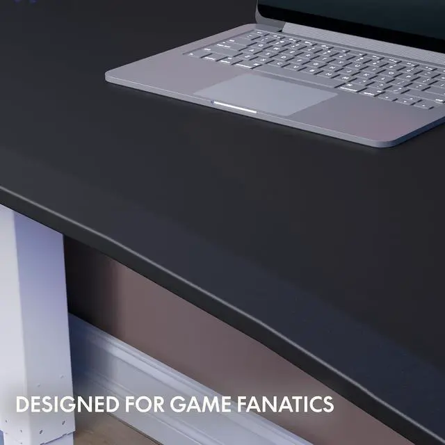 Alt view image 5 of 7 - E6 Gaming Standing Desk 60x27 in Electric Adjustable Height for FPS Games Computer Desk for Home Office Gamer with Dual Motors Whole Piece Top (White Frame + Black Top)