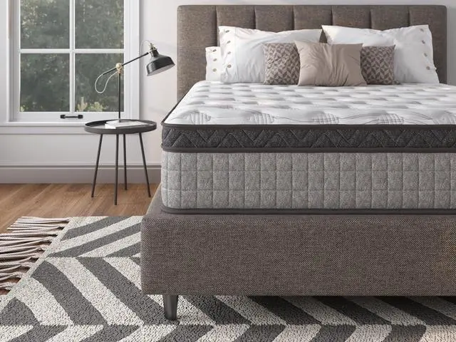Alt view image 4 of 7 - Assembled in USA 12" Queen Diamond Innerspring Hybrid and Cooling Gel Memory Foam Mattress, Pressure Relief, and Motion Isolation, CertiPUR-US and Oeko TEX Certified.