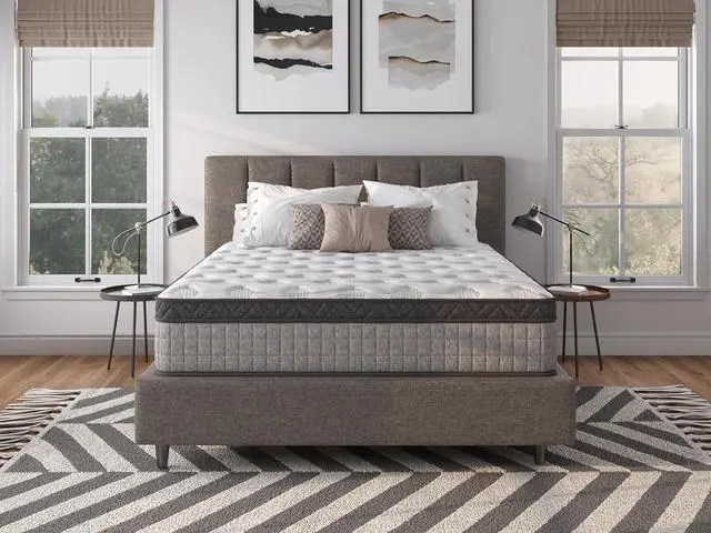 Alt view image 5 of 7 - Assembled in USA 12" Queen Diamond Innerspring Hybrid and Cooling Gel Memory Foam Mattress, Pressure Relief, and Motion Isolation, CertiPUR-US and Oeko TEX Certified.