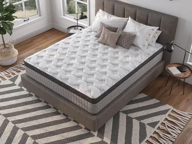 Alt view image 6 of 7 - Assembled in USA 12" Queen Diamond Innerspring Hybrid and Cooling Gel Memory Foam Mattress, Pressure Relief, and Motion Isolation, CertiPUR-US and Oeko TEX Certified.