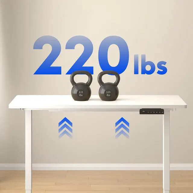 Alt view image 5 of 6 - E3 Dual Motor Electric Standing Desk 48 x 24 Sit Stand Up Desk, Holds 220 lbs, Adjustable Height w/Memory Presets, One-Piece White Desktop & White Frame, Ships in 2 Boxes
