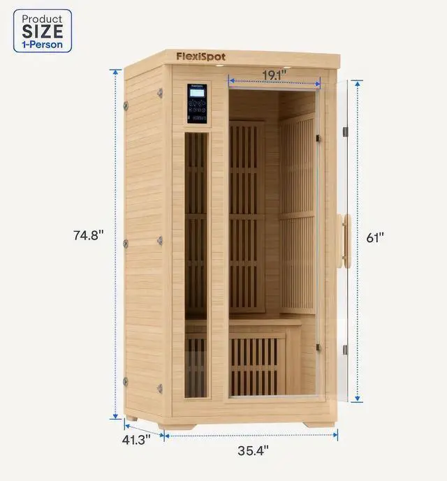 Alt view image 2 of 7 - Far Infrared Sauna Room for one Person, Canadian Hemlock Wood
