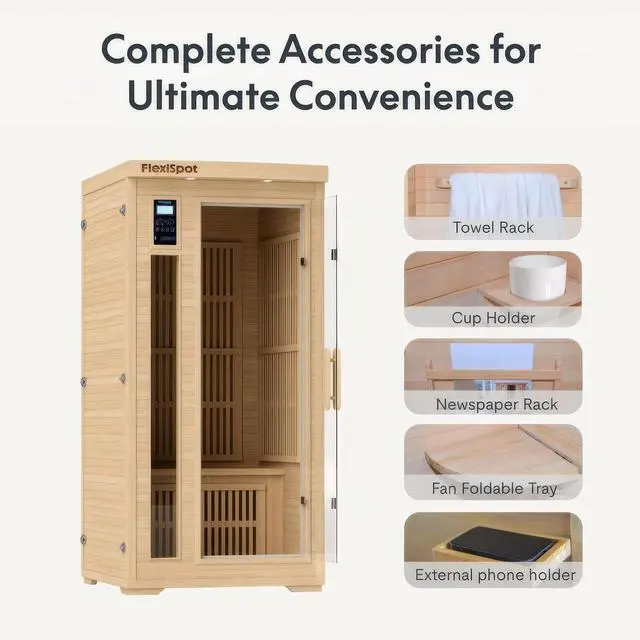Alt view image 5 of 7 - Far Infrared Sauna Room for one Person, Canadian Hemlock Wood