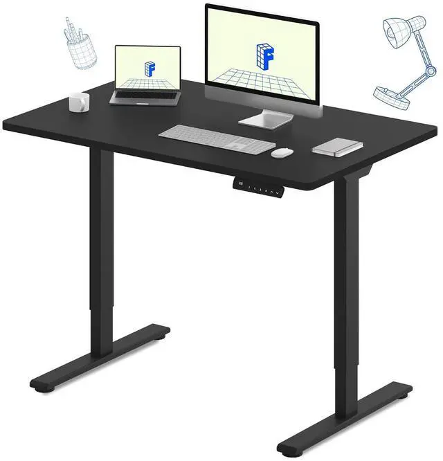 Main image of E3 Dual Motor Electric Standing Desk 48 x 24 Sit Stand Up Desk, Holds 220 lbs, Adjustable Height w/Memory Presets, One-Piece Black Desktop & Black Frame, Ships in 2 Boxes