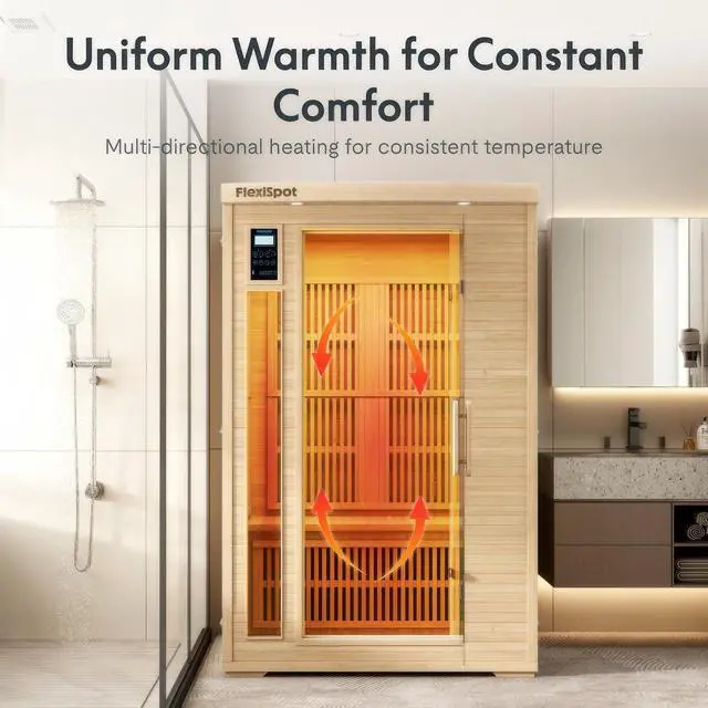 Alt view image 7 of 7 - Far Infrared Sauna Room for one Person, Canadian Hemlock Wood