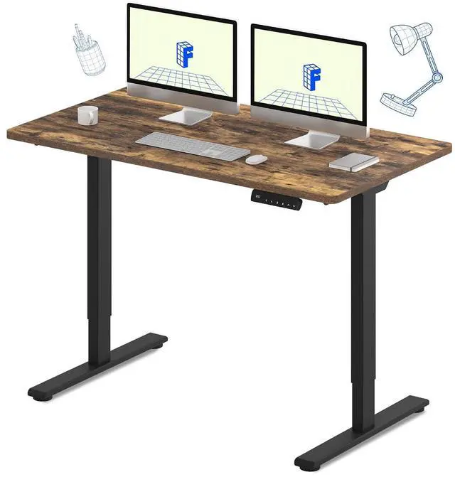 Main image of E3 Dual Motor Electric Standing Desk 48 x 30 Sit Stand Up Desk, Holds 220 lbs, Adjustable Height w/Memory Presets, One-Piece Special Walnut Desktop & Black Frame, Ships in 2 Boxes