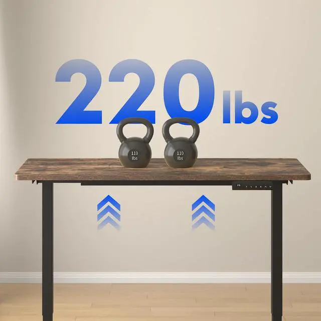 Alt view image 4 of 4 - E3 Dual Motor Electric Standing Desk 48 x 30 Sit Stand Up Desk, Holds 220 lbs, Adjustable Height w/Memory Presets, One-Piece Special Walnut Desktop & Black Frame, Ships in 2 Boxes