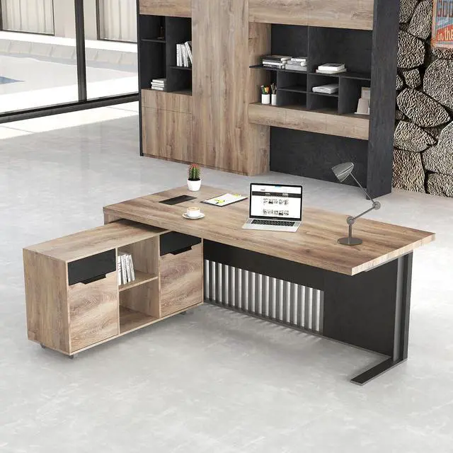 Alt view image 6 of 6 - 2-Drawer File Cabinet, Mobile Lateral Rolling Under Desk Filing Cabinet with Wheels, Printer Stand with Open Storage Shelves for Home Office,Executive Office Desk,Mahogany