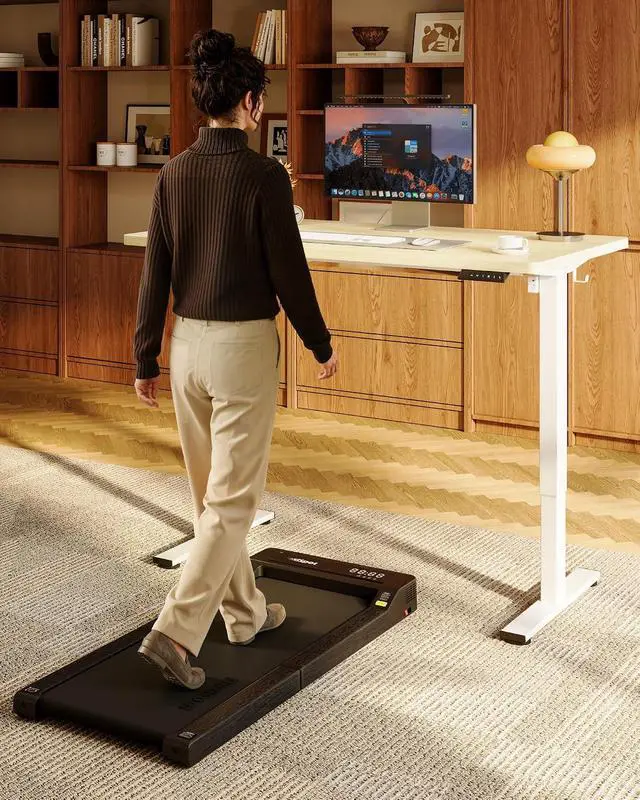 Alt view image 6 of 7 - EN1 One-Piece Standing Desk, 48"x24" Seamless Desktop Electric Height Adjustable Desk for Home Office, Multi-Monitor Setups & Easy Assembly, White Wood Grain