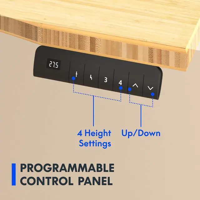 Alt view image 3 of 4 - E3 Bamboo Dual Motor 72 x 30 Electric Standing Desk Sit Stand Up Desk, Holds 220 lbs, Adjustable Height w/Memory Presets, Solid Bamboo Curved Desktop & Black Frame, Ships in 2 Boxes