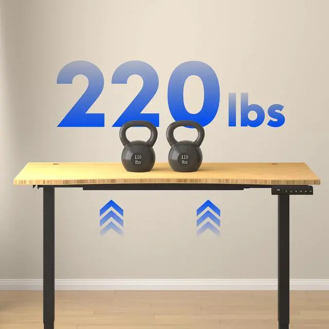 Alt view image 4 of 4 - E3 Bamboo Dual Motor 72 x 30 Electric Standing Desk Sit Stand Up Desk, Holds 220 lbs, Adjustable Height w/Memory Presets, Solid Bamboo Curved Desktop & Black Frame, Ships in 2 Boxes