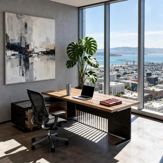 Main image of Executive Desk with Privacy Panel, Large Office Desk for Small Business, Computer Desk with Drawers & Storage Cabinets, Thick One-Piece Tabletop (Left Return, 78.7")