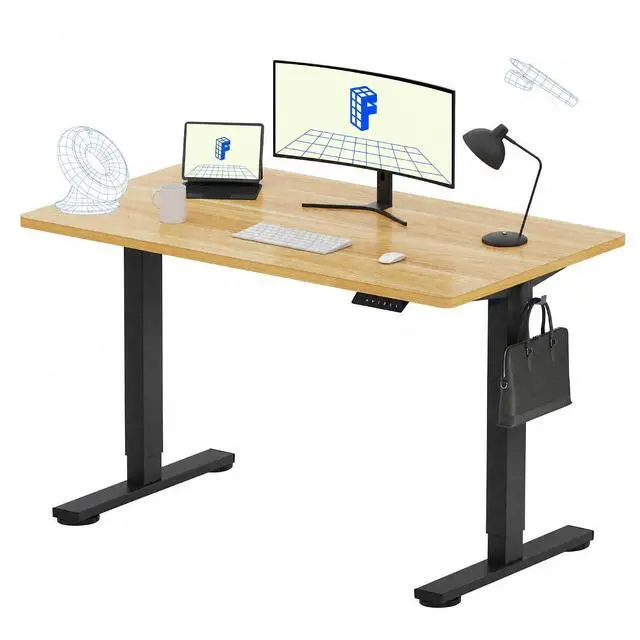 Main image of EN1 One-Piece Standing Desk, 48"x24" Seamless Desktop Electric Height Adjustable Desk for Home Office, Multi-Monitor Setups & Easy Assembly, Maple (Black Frame)