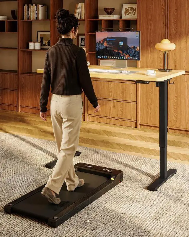 Alt view image 7 of 7 - EN1 One-Piece Standing Desk, 48"x24" Seamless Desktop Electric Height Adjustable Desk for Home Office, Multi-Monitor Setups & Easy Assembly, Maple (Black Frame)