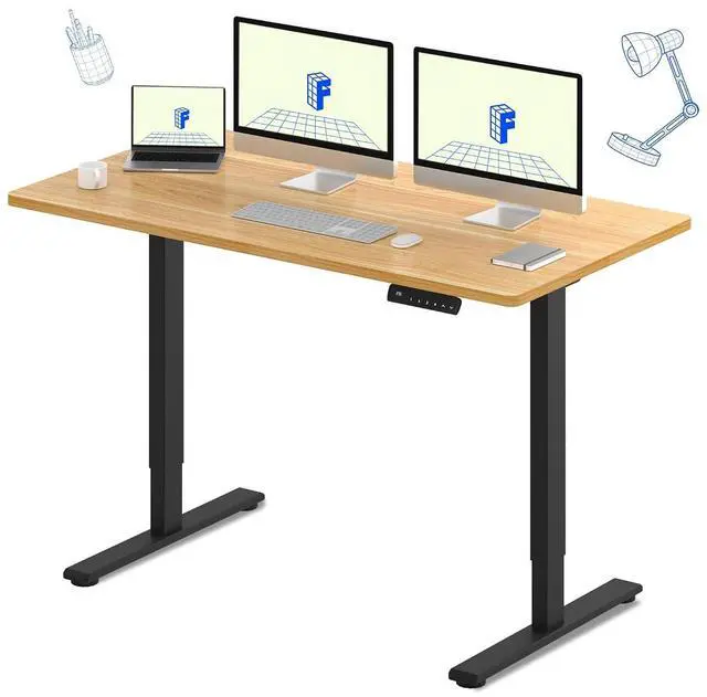 Main image of E3 Dual Motor 60 x 24 Electric Standing Desk Sit Stand Up Desk, Holds 220 lbs, Adjustable Height w/Memory Presets, One-Piece Maple Desktop & Black Frame, Ships in 2 Boxes