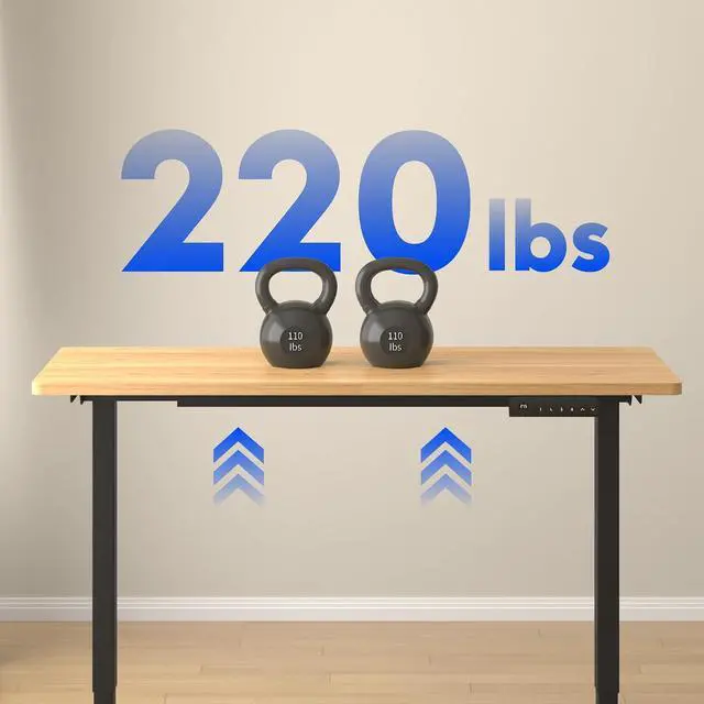 Alt view image 4 of 4 - E3 Dual Motor 60 x 24 Electric Standing Desk Sit Stand Up Desk, Holds 220 lbs, Adjustable Height w/Memory Presets, One-Piece Maple Desktop & Black Frame, Ships in 2 Boxes