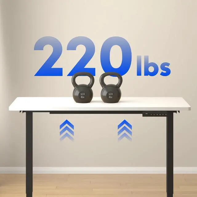 Alt view image 4 of 4 - E3 Dual Motor 60 x 24 Electric Standing Desk Sit Stand Up Desk, Holds 220 lbs, Adjustable Height w/Memory Presets, One-Piece White Desktop & Black Frame, Ships in 2 Boxes