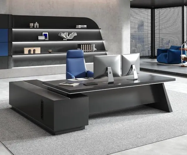 Main image of 87" Executive Office Desk with Power Outlets & USB Ports, L-Shaped Executive Computer Desk with Drawers, Enclosed Cabinet, Ventilated CPU Compartment (Right Return, 87" L x 63" W x 30" H)