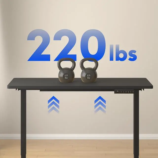 Alt view image 5 of 6 - E3 Dual Motor 60 x 24 Electric Standing Desk Sit Stand Up Desk, Holds 220 lbs, Adjustable Height w/Memory Presets, One-Piece Black Desktop & Black Frame, Ships in 2 Boxes