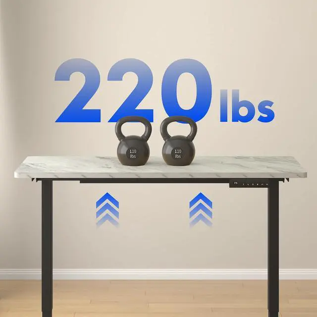 Alt view image 5 of 5 - E3 Dual Motor Electric Standing Desk 48 x 30 Sit Stand Up Desk, Holds 220 lbs, Adjustable Height w/Memory Presets, One-Piece Marble Grey Desktop & Black Frame, Ships in 2 Boxes