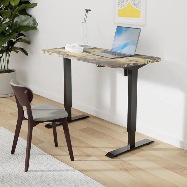 Alt view image 2 of 7 - EN1 One-Piece Electric Height Adjustable Standing Desk, 48 x 24 Inches Electric Sit Stand Desk Home Office Desks (Black Frame + Rustic Top, 2 Packages)