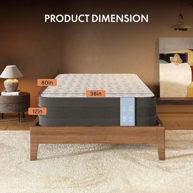 Alt view image 3 of 7 - Twin XL Adjustable Bed Frame Base with 12 Inch Gel Memory Foam Mattress, Simultaneous Head & Foot Incline, Viscose from Bamboo, Medium Firm, Certi-PUR & Oeko-TEX Certified.