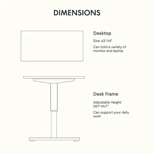Alt view image 7 of 7 - Solid Wood Standing Desk, 63" x 24" Real Wood Desktop with Natural Grain, Durable & Sustainable Workstation for Home Office and Multi-Monitor Setups (Rubber Wood, Silver Frame)