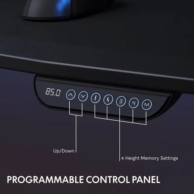 Alt view image 4 of 7 - E6 Gaming Standing Desk 55x28 in Electric Adjustable Height for FPS Games Computer Desk for Home Office Gamer with Dual Motors Whole Piece Top (Black Frame + Black Top)