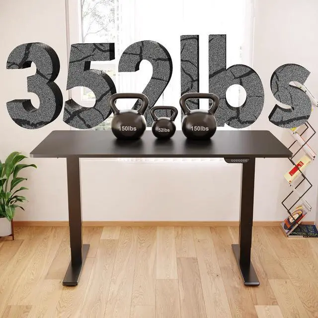 Alt view image 7 of 7 - E6 Gaming Standing Desk 55x28 in Electric Adjustable Height for FPS Games Computer Desk for Home Office Gamer with Dual Motors Whole Piece Top (Black Frame + Black Top)
