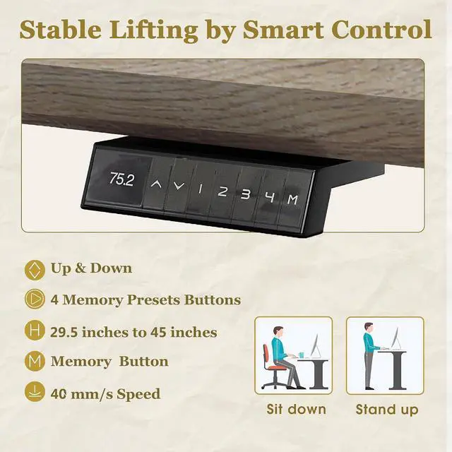 Alt view image 4 of 6 - 78.74IN Adjustable Heigh L Shaped Executive Desk w/Cabinet Storage, Modern Computer Standing Home Office Desk w/Universal Charging Ports, Large Writing Table Business Furniture Workstation