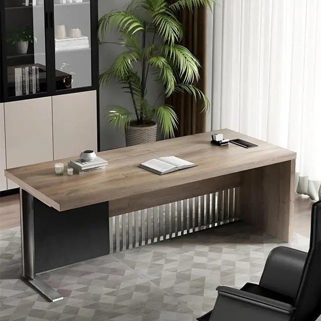 Alt view image 5 of 5 - 71 Inch Modern Executive Office Desk, Computer Writing Desk for Home Office, Business Furniture Workstation Stainless Steels Sturdy Frame 1.97IN Thick Desktop(Right)