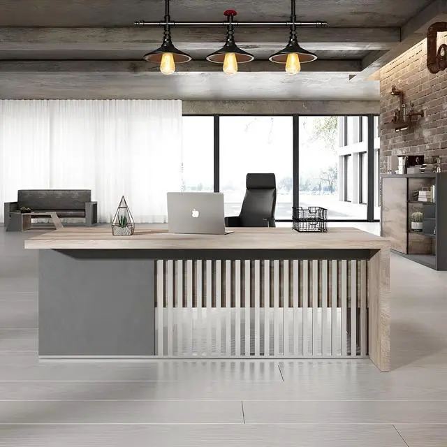 Alt view image 4 of 5 - 71 Inch Modern Executive Office Desk, Computer Writing Desk for Home Office, Business Furniture Workstation Stainless Steels Sturdy Frame 1.97IN Thick Desktop(Right)