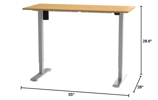 Alt view image 3 of 7 - EN1 One-Piece Standing Desk with 1-Inch Thick Seamless Desktop, 55"x28" Electric Height Adjustable Desk for Home Office, Multi-Monitor Setups & Easy Assembly, Maple