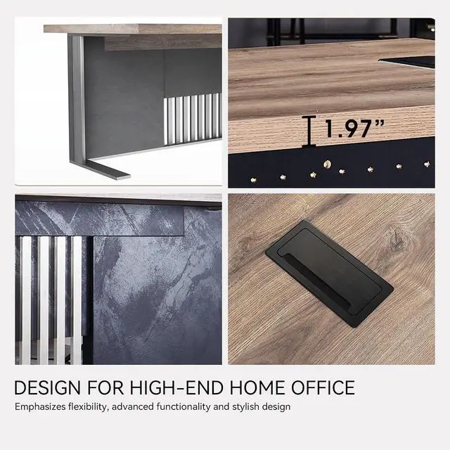 Alt view image 5 of 6 - 70.87 Inch Modern Executive Office Desk, Computer Writing Desk for Home Office, Business Furniture Workstation Stainless Steels Sturdy Frame 1.97IN Thick Desktop(Left)