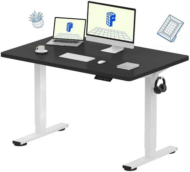 Main image of EN1 One-Piece Standing Desk with 1-Inch Thick Seamless Desktop, 48"x30" Electric Height Adjustable Desk for Home Office, Multi-Monitor Setups & Easy Assembly, Black