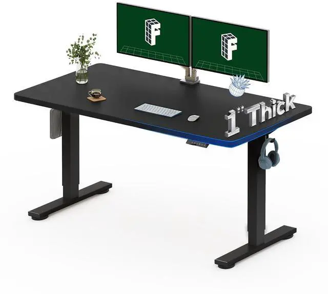 Main image of 55"x28" One-Piece Electric Standing Desk, 1" Thick Seamless Desktop for Home Office, Study & Multi-Monitor Setup, Black