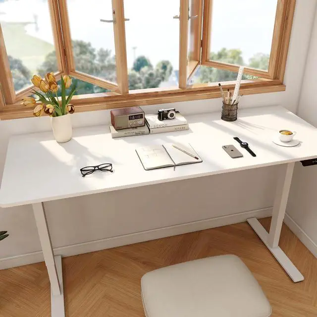 Alt view image 2 of 7 - 79"x32" Large Dual Motor Electric Standing Desk, White - 198 LBS Heavy-Duty Capacity, Ideal for Home Office, Creative Studio, or Multi-Monitor Setup