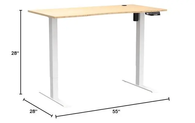Alt view image 3 of 7 - EN2 Bamboo Standing Desk Clamp Power Strip, 55 x 28 Electric Stand Up Height Adjustable Desk with Cable Management (Grey Frame + 55" Bamboo Top, 2 Packages)