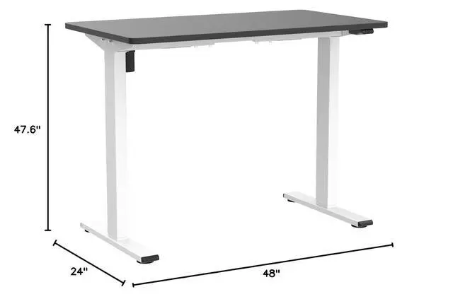 Alt view image 3 of 7 - EN1 One-Piece Standing Desk with 1-Inch Thick Seamless Desktop, 48"x24" Electric Height Adjustable Desk for Home Office, Multi-Monitor Setups & Easy Assembly, Black