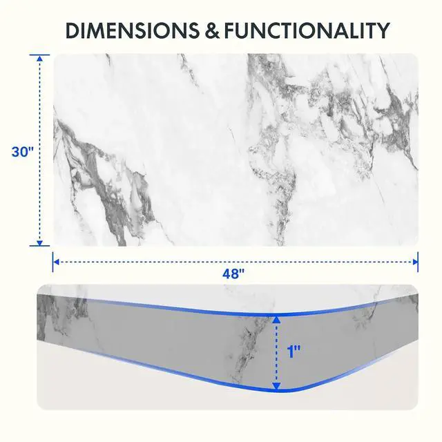 Alt view image 2 of 7 - Whole Piece 48"x30" Desktop 1" Thickness Height Adjustable Desk Rectangular Tabletop Marble Grey Board (48INCH Marble Grey)