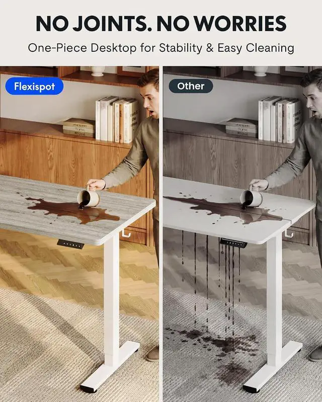 Alt view image 4 of 7 - EN1 One-Piece Standing Desk with 1-Inch Thick Seamless Desktop, 48"x24" Electric Height Adjustable Desk for Home Office, Multi-Monitor Setups & Easy Assembly, Gray Wood