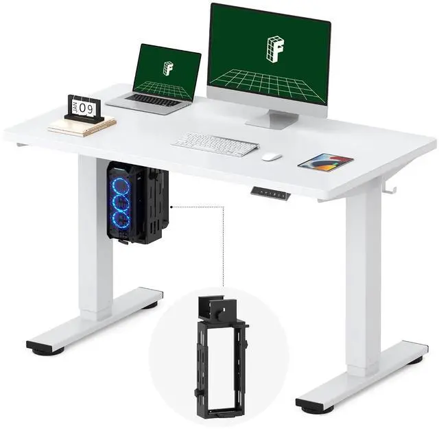 Main image of EN2 48''x24'' Electric Standing Desk with PC Stand Bundle, One-Piece Desktop, Easy-to-Install Hanging Design PC Mount, Bundle for Home Office, Game & Small Spaces, White